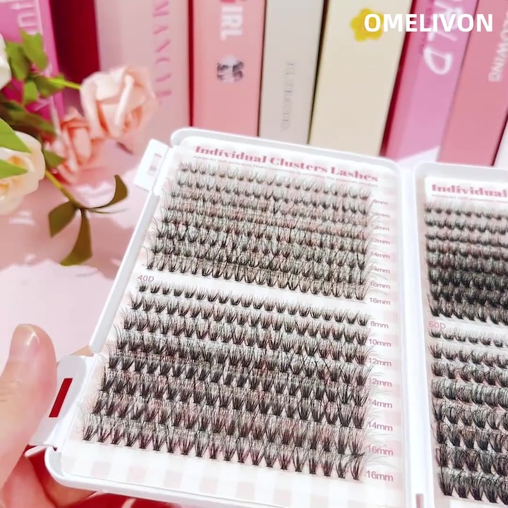 Omelivon®, Set extensii gene individuale, 592 pcs, 50D 60D 80D 100D, 8-16mm, Nu Kit