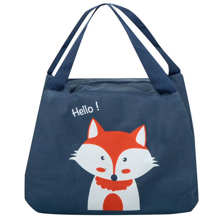 Geanta termoizolanta pentru mic dejun si pranz, model cu vulpe