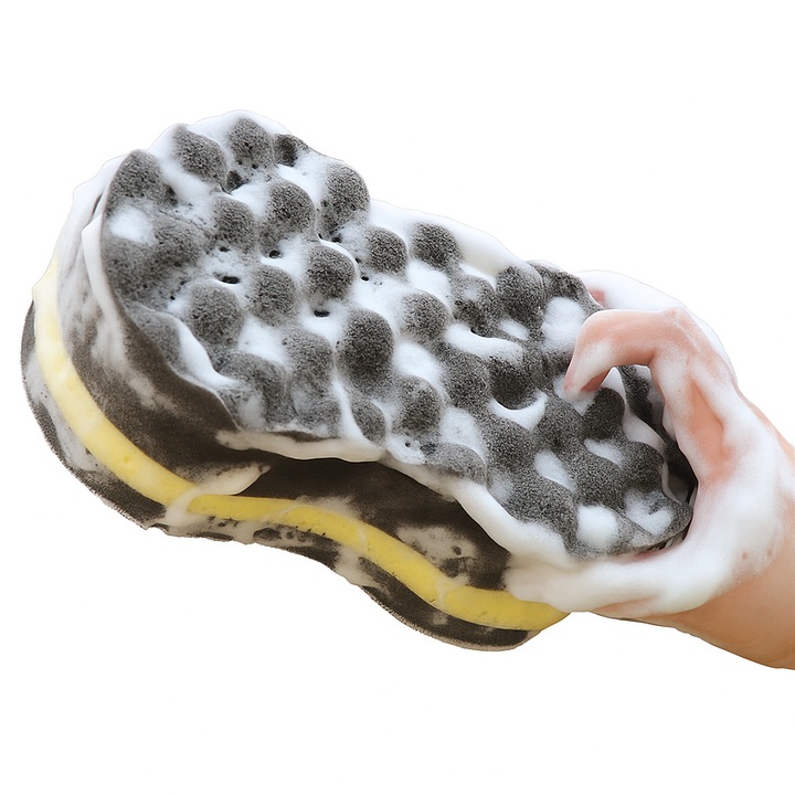 Burete Auto cu Densitate Mare, Design Ondulat Tip Fagure in Forma de 8, 1 Buc, Absorbtie Puternica de Apa, Ustensila Multifunctionala pentru Curatare, Ceruire si Lustruire