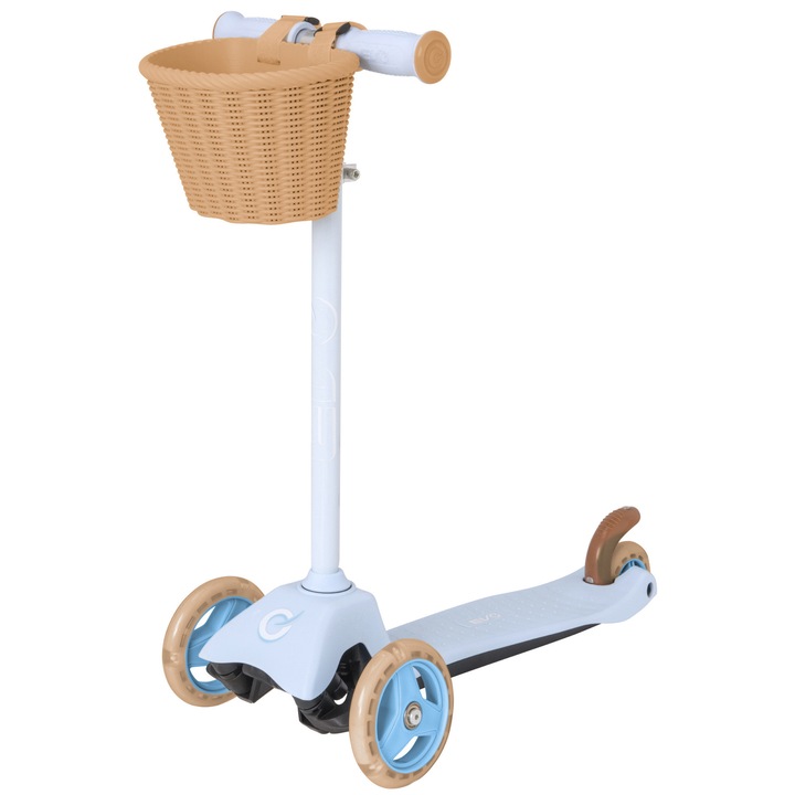 EVO állítható tricikli bébi roller kosárral mini cruiser kosárral kék