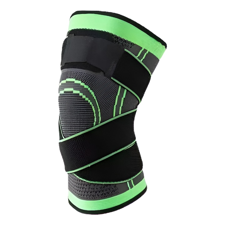 Genunchiera Medicala cu Bretele Elastice, Marime Universala, Bandaj pentru Genunchi cu Compresie Respirabila, Verde/Negru, Marime Universala