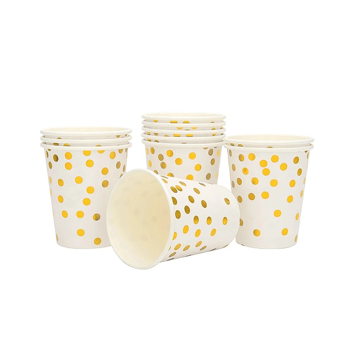 Set vesela petrecere YANYXR, 25 piese, alb auriu, 18cm