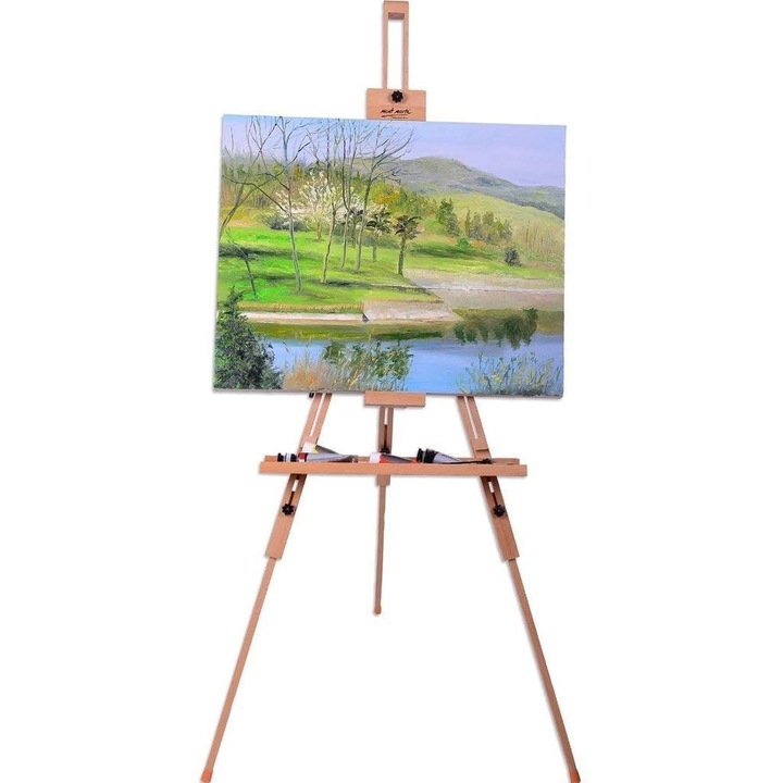 Sevalet de pictura din lemn, reglbil, 13.2 x 14.7 x 141.7 cm