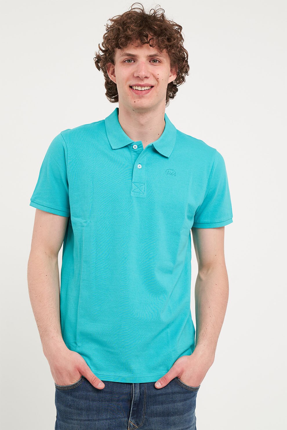 Timeout, Tricou polo de bumbac din pique, Turcoaz, 2XL