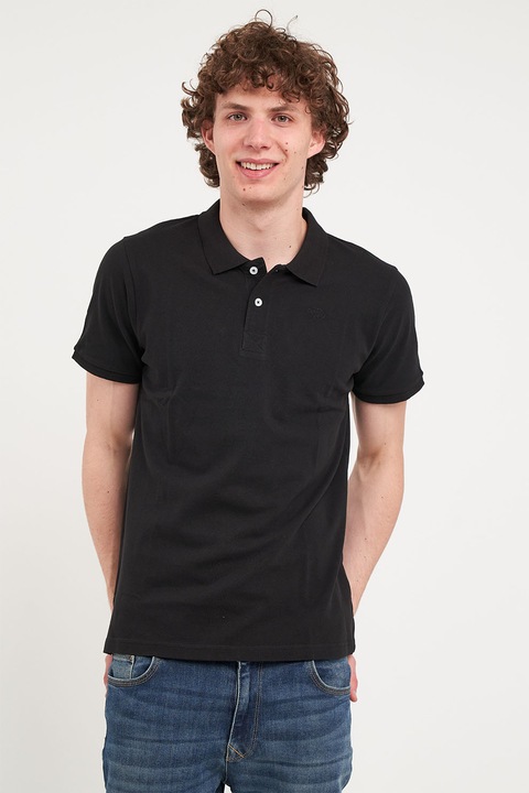Timeout, Tricou polo de bumbac din pique, Negru