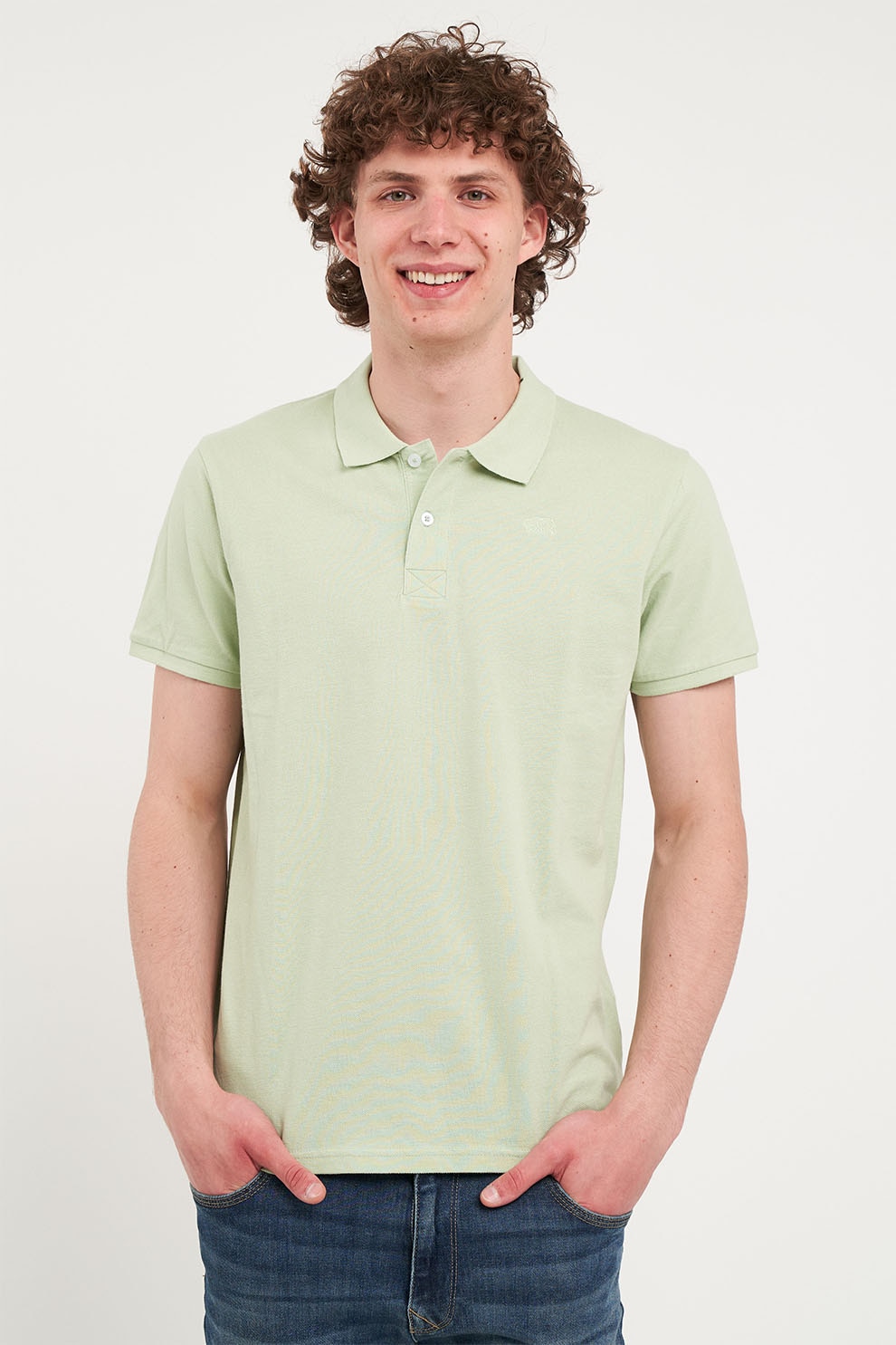 Timeout, Tricou polo de bumbac din pique, Verde pal, XL