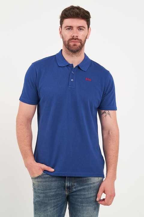 Lee Cooper, Tricou polo de bumbac pique, Albastru royal