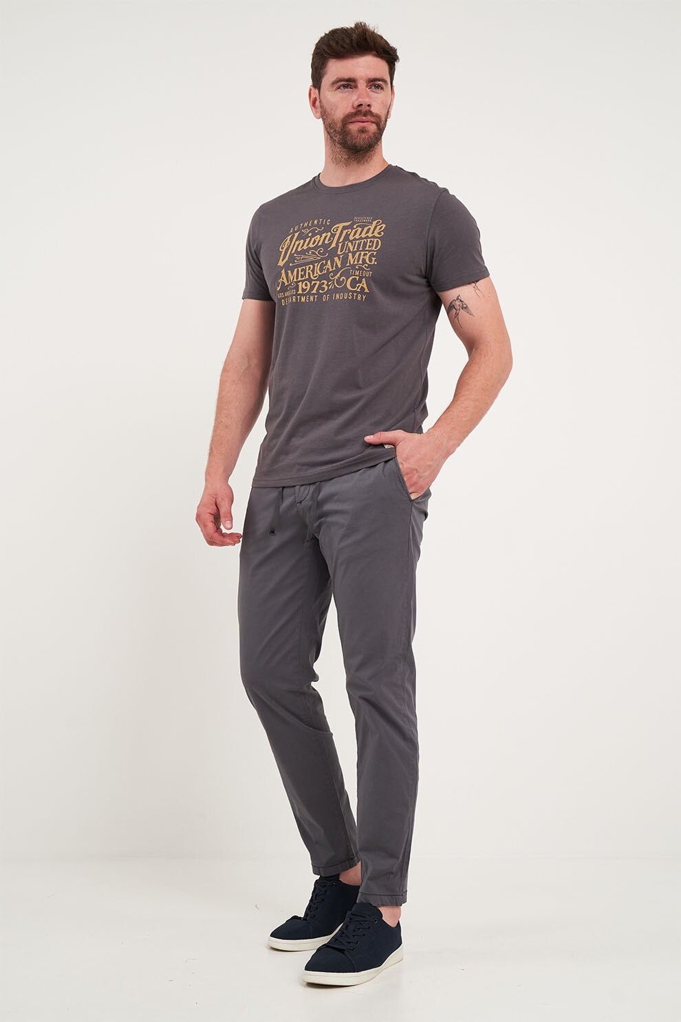 Timeout, Pantaloni cu talie ajustabila, Gri inchis, 56-L32