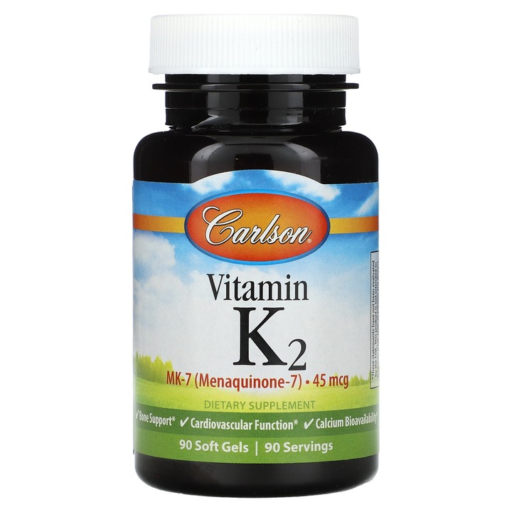 Carlson, Vitamina K2, MK-7 (menachinona-7), 45 µg, 90 capsule moi
