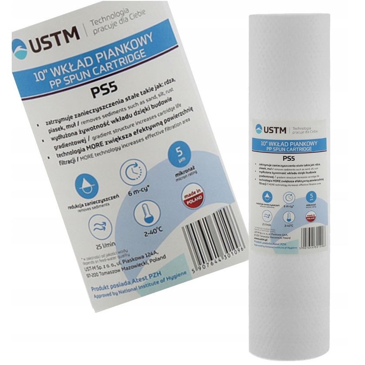 Cartus spuma filtru apa USTM 10", 5 microni, 25x6cm