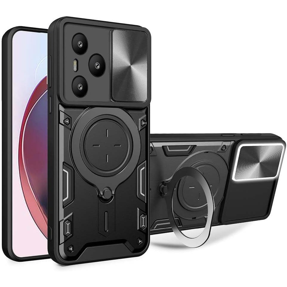 Husa pentru Honor 400 Pro cu protectie pentru camera si suport magnetic integrat Ring Shockproof, Negru intens