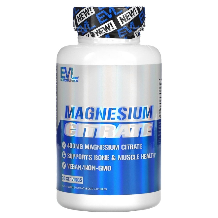 EVLution Nutrition, Citrat de magneziu, 60 capsule vegetale (200 mg per capsula)