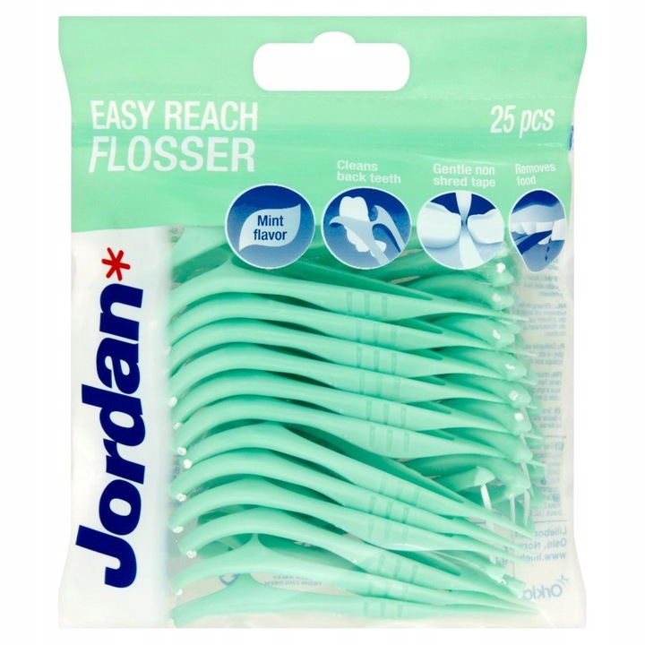 Ata dentara Flosser Jordan, 25 bucati, unisex, pentru spatii interdentare inguste si normale
