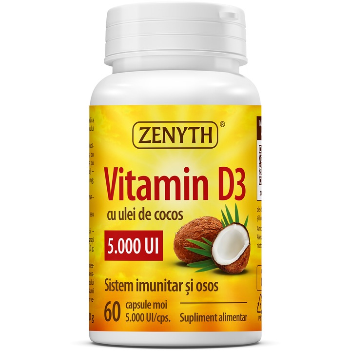 Vitamina D3 Cu Ulei De Cocos 5000 Ui, 60 Capsule
