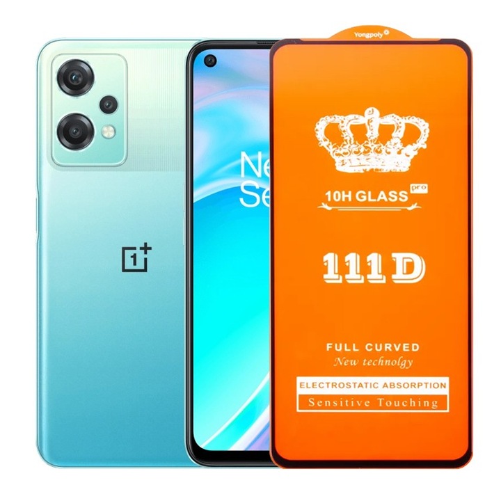 Folie Sticla Securizata OnePlus CE2 Lite, Leski, Sticla de Protectie Compatibila cu OnePlus Nord CE2 Lite, Full Cover 111D, HD, Margini Negre, Transparenta