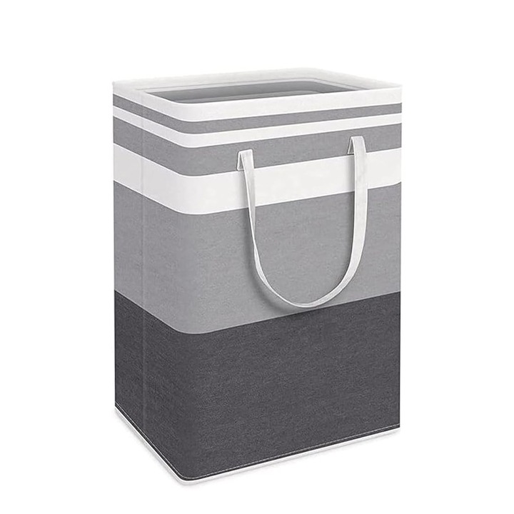 Cos de rufe Rqiurpn, 75L, gri, 40x30x60cm, pliabil, bumbac