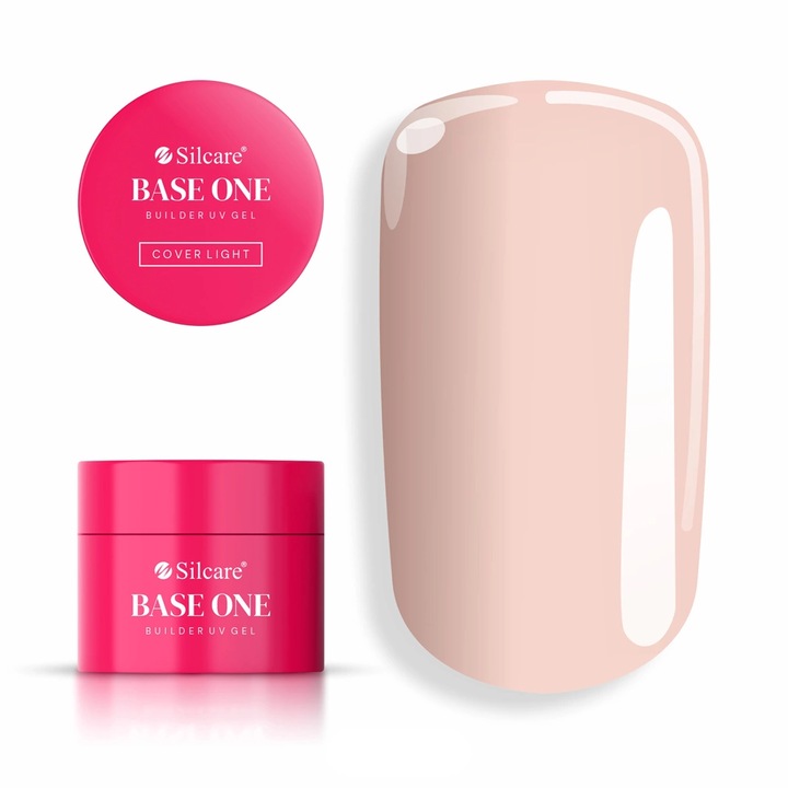 Gel de unghii Base One Cover Light 15g, Silcare, nuanta bej natural, consistenta medie, auto-nivelant
