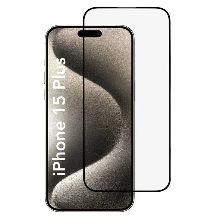 Folie pentru iPhone 15 Plus / 16 Plus, SKYDDAR INNOVATION, Sticla Securizata, Ultra HD, Protectie 111D, Montare Simpla, Transparent, set cu sticker