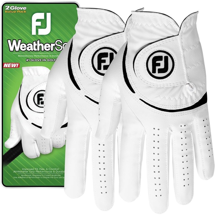 Set de 2 perechi de manusi de golf pentru barbati, Ronyes, stangace, pu si piele de oaie, marimea 25