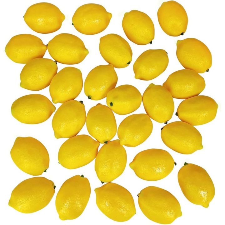 Lamai artificiale decorative, fructe decorative din spuma, aspect realist, reutilizabile, galben, 30 bucati, 3.1 x 2 cm