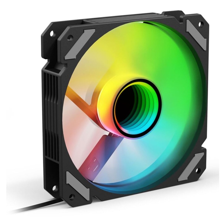 Sharkoon SHARK Mirror RGB PWM REVERSE PC ventilátor 12cm, fekete