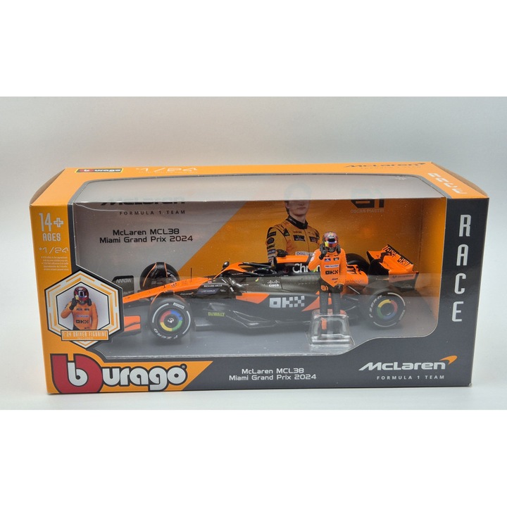 McLaren MCL38 F1 #81 (2024) - Oscar Piastri - KÜLÖN PILÓTÁVAL - Bburago - 1:24