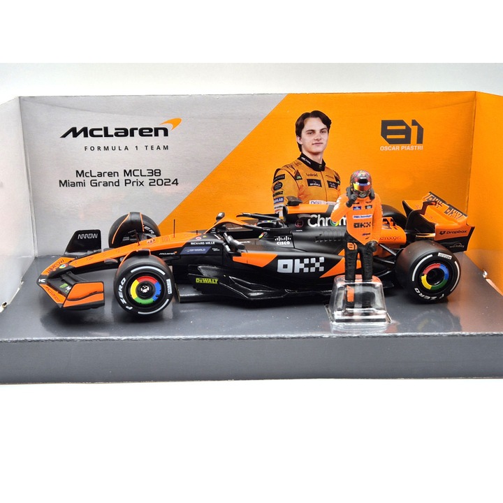 McLaren MCL38 F1 #81 (2024) - Oscar Piastri - KÜLÖN PILÓTÁVAL - Bburago - 1:24