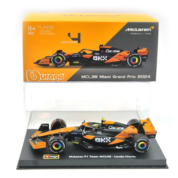 McLaren MCL38 F1 #4 (2024) - Lando Norris - PILÓTÁVAL - Bburago - 1:43
