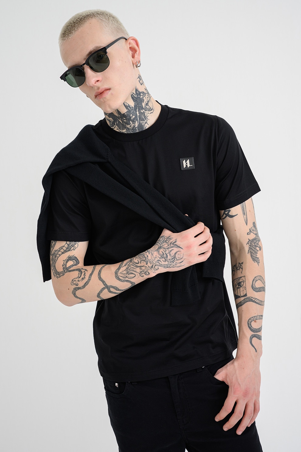 Karl Lagerfeld, Tricou cu decolteu rotund, Negru, M