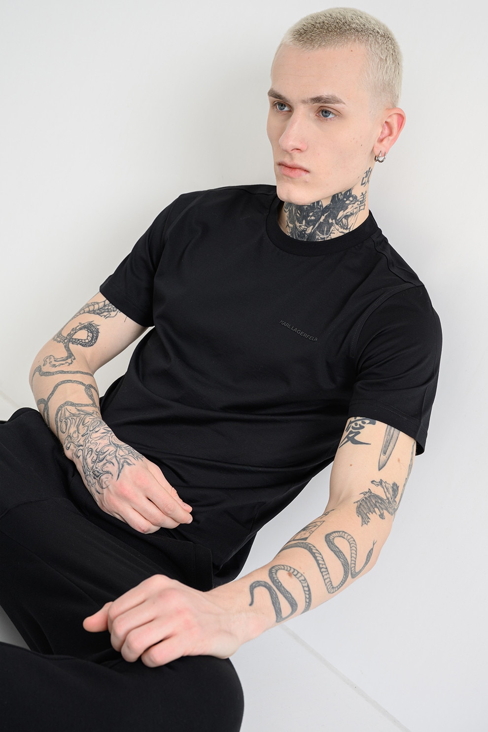 Karl Lagerfeld, Tricou cu decolteu rotund, Negru, L