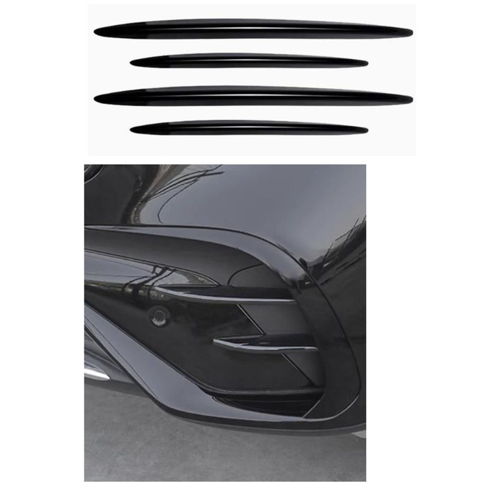 Venus Star Fényes fekete első lökhárító díszléc, Mercedes GLC X254 2022+, 4 darabos készlet, Night AMG stílus
