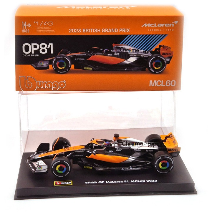McLaren MCL60 F1 #81 (2023) - British GP 4th - Oscar Piastri - PILÓTÁVAL - BBurago - 1:43