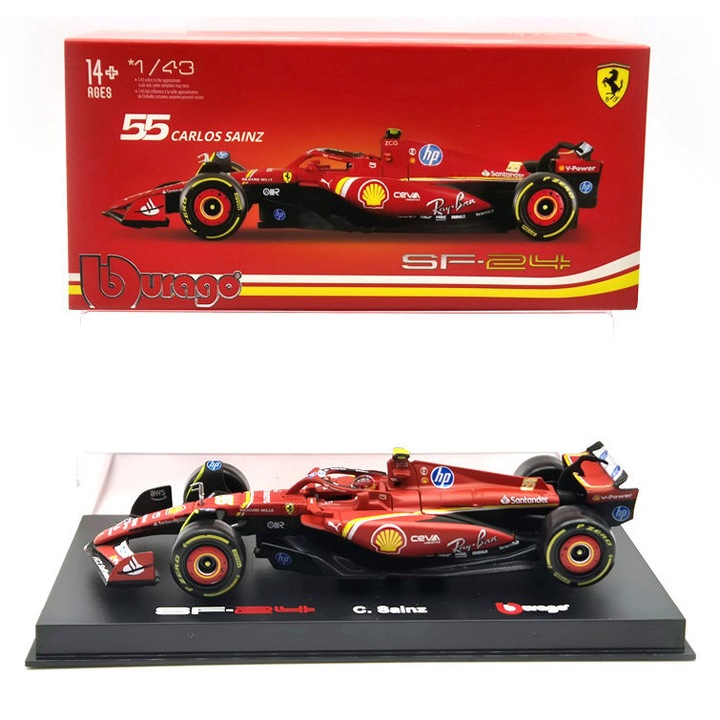 Ferrari SF-24 Team Scuderia F1 #55 (2024) - Imola - Carlos Sainz - PILÓTÁVAL - Bburago - 1:43