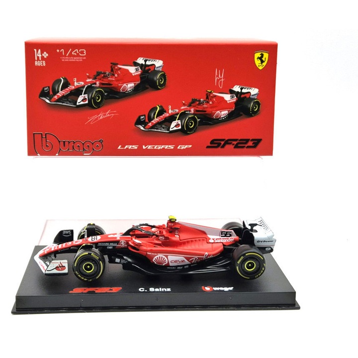 Ferrari SF-23 Team Scuderia F1 #55 (2023) - Las Vegas - Carlos Sainz - PILÓTÁVAL - Bburago - 1:43