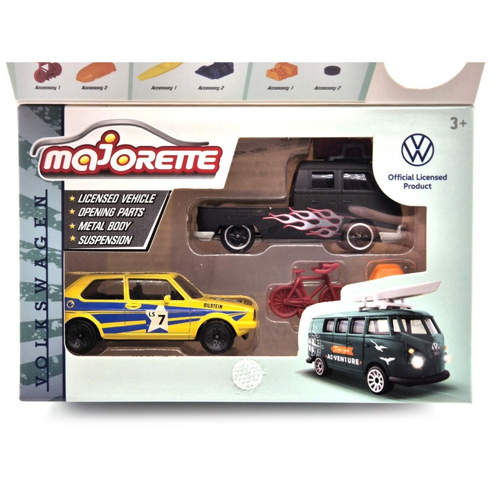 Volkswagen VW szett - VW Golf 1 MK1 - VW T1 transporter - Majorette - 1:64
