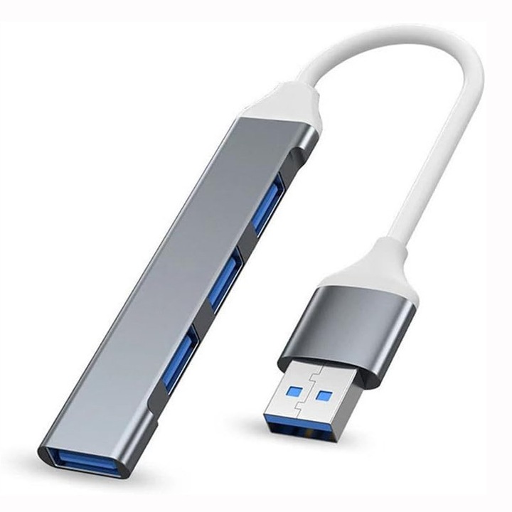 Hub USB 3.0, 4 porturi, aluminiu, 9.1x1.57x1.91cm