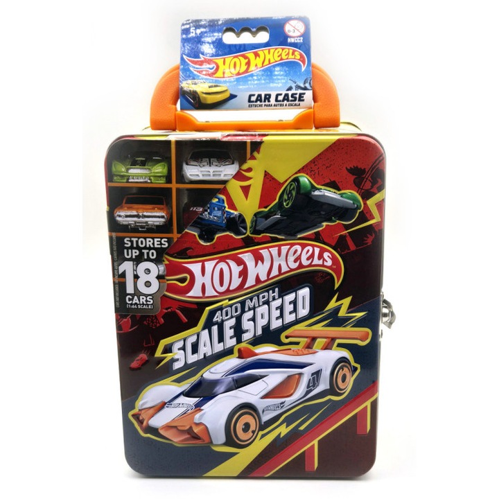 Fém Hot Wheels tároló doboz koffer táska - 18 db 1:64 autó számára - Hot Wheels - 1:64