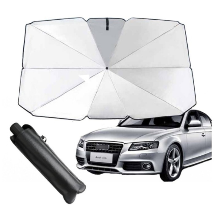 Сенник за кола idealSTORE тип чадър, ширина 65 см, дължина 125, ролката се сгъва и разгъва като акордеон, което улеснява фиксирането му върху стъклото