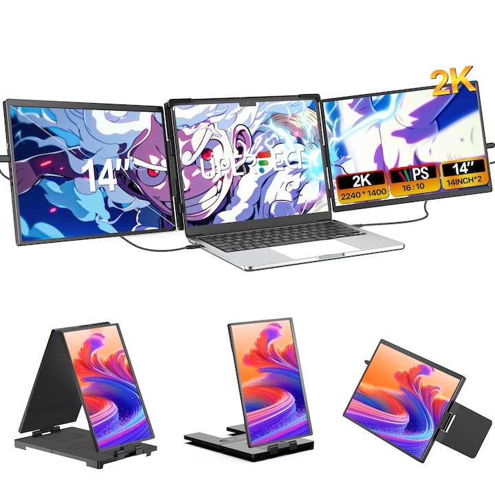 Монитор Uperfect Z14, преносим, 14 инча, 2240x1400, Mini HDMI, USB Type-C