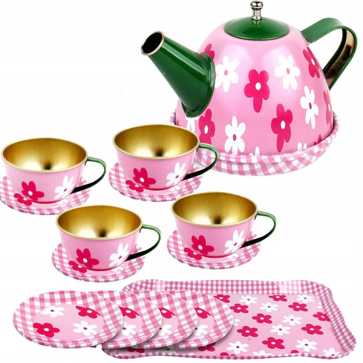 Gyerek teáskészlet, ProNice, virágmintás, 6 darabos, többszínű