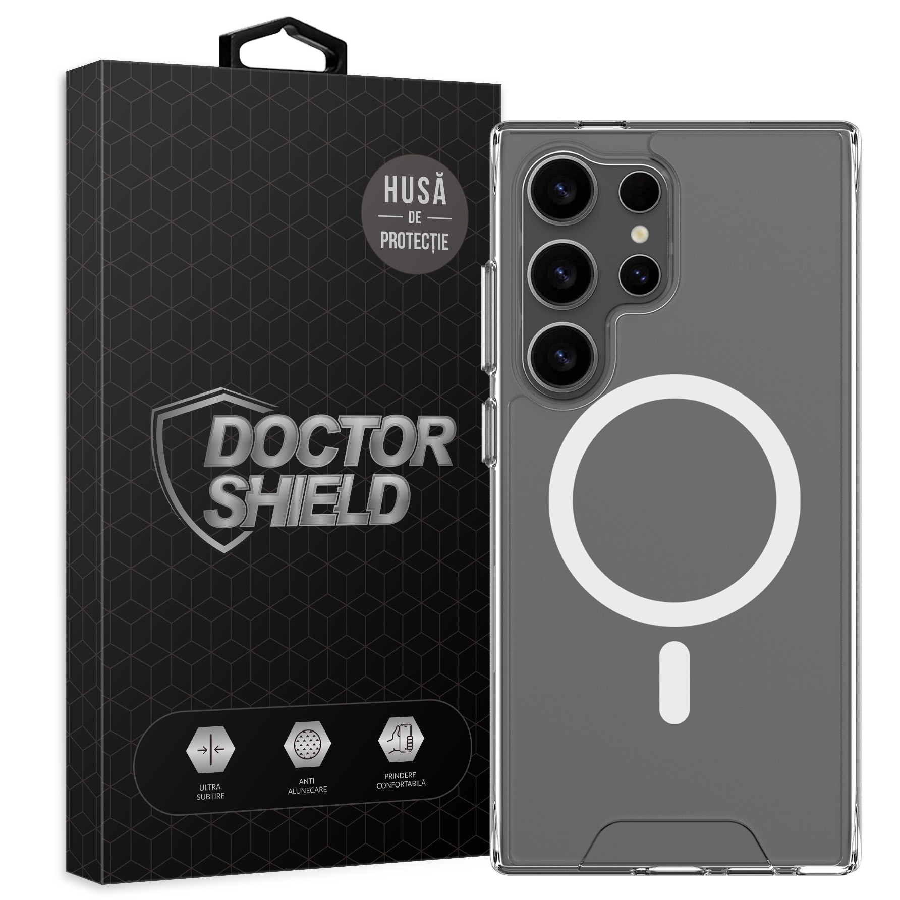 Husa de Protectie, Compatibila Samsung Galaxy S24 Ultra, Doctor Shield Fantom, MagSafe -Transparent