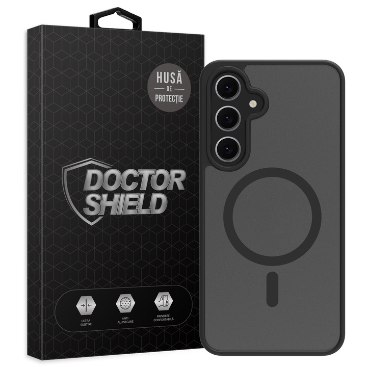 Husa de Protectie, Compatibila Samsung Galaxy S24 FE, Doctor Shield Fantom, MagSafe - Negru