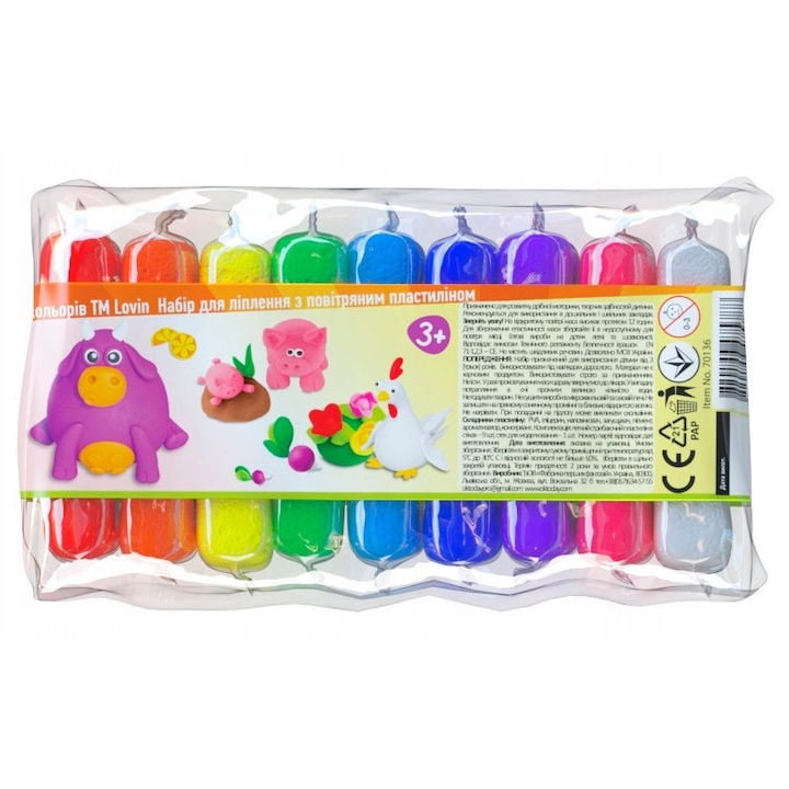 Gyerek modellező agyagkészlet, Lovin, 12 szín