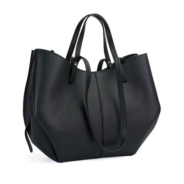 Poseta Piele Mirai - Negru, Geanta Casual din Piele Naturala, Geanta, Genti