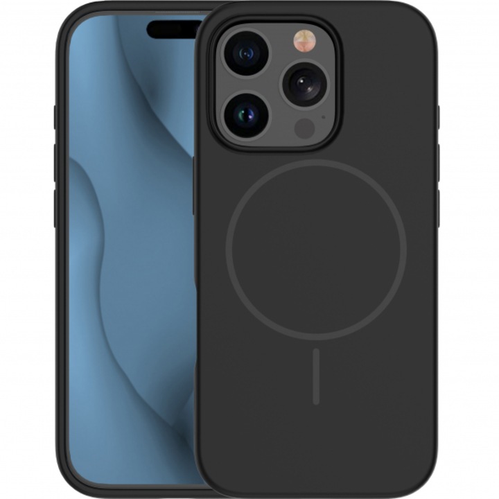 Husa MagSafe pentru Apple iPhone 14 Pro, Silicone Thin, Neagra