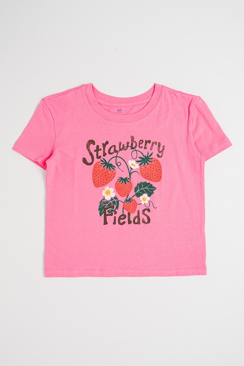 GAP, Kerek nyakú mintás póló, Piros/Zöld/Fukszia