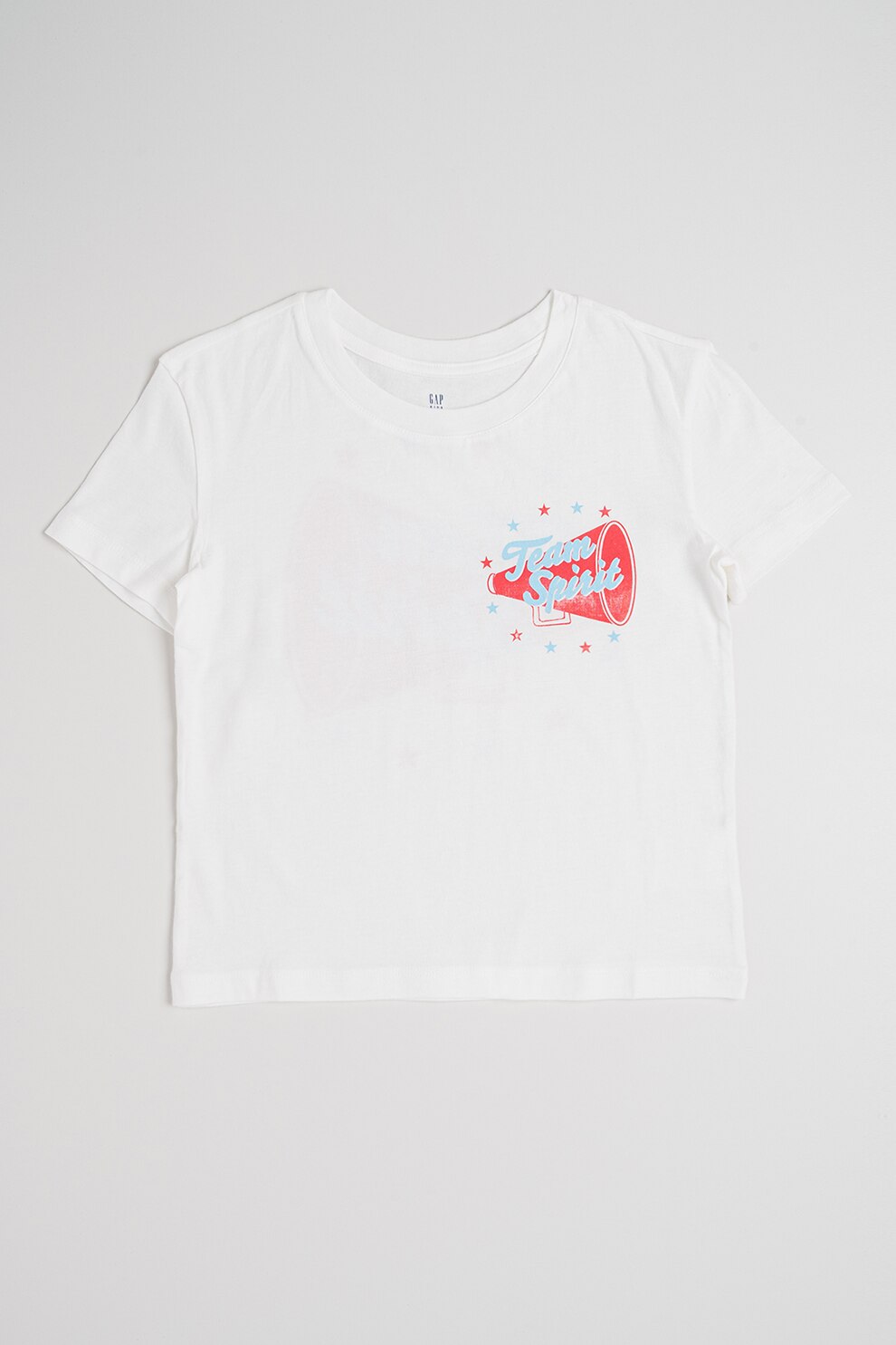 GAP, Tricou cu decolteu la baza gatului, cu imprimeu, Rosu, Alb, Albastru deschis, 120 CM