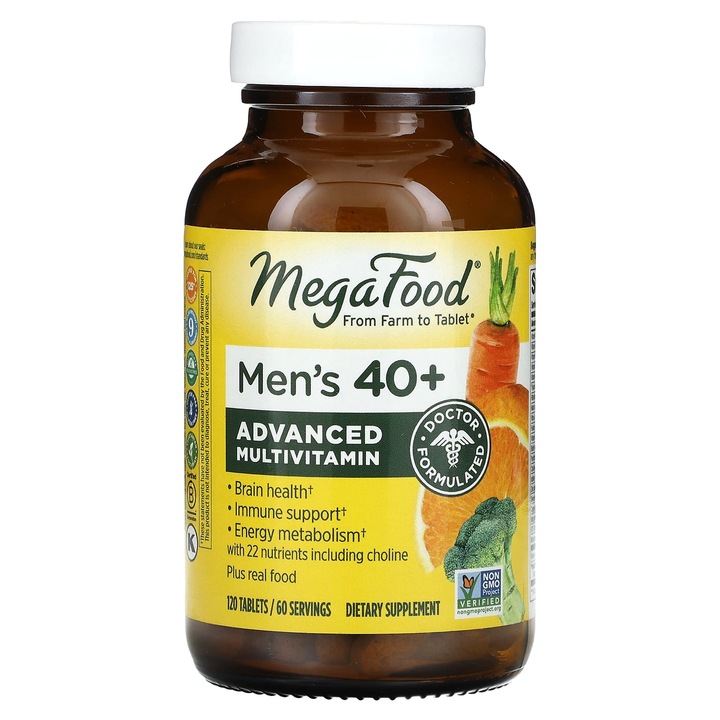 MegaFood, Barbati 40+, Multivitamine Avansate, 120 de Tablete