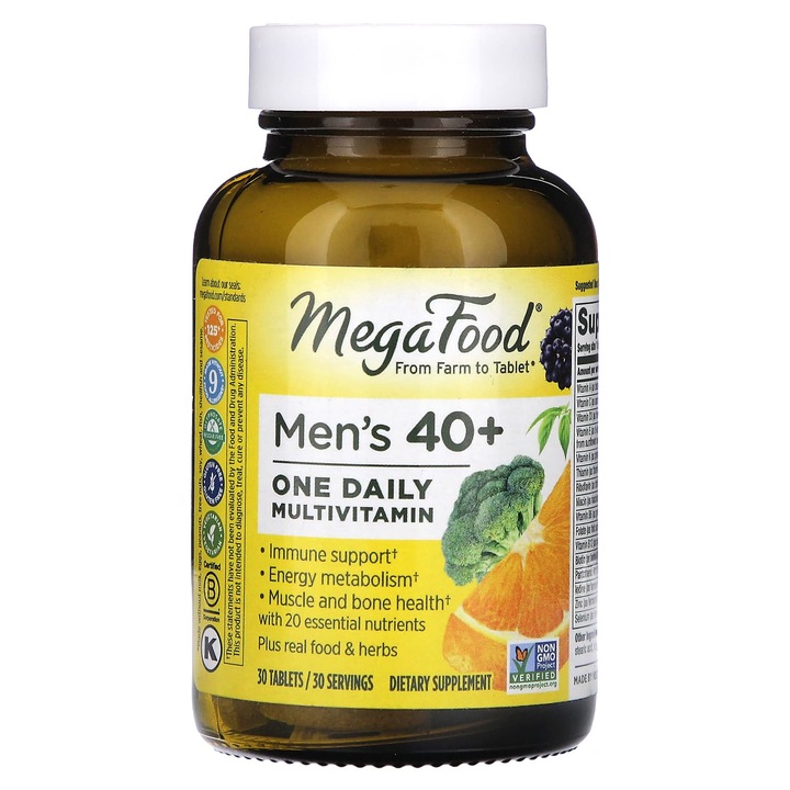 MegaFood, Multivitamine pentru barbati 40+ o data pe zi, 30 de comprimate