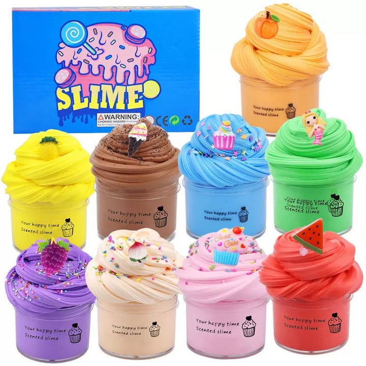 Set de slime mini butter 9 pachete, 9 culori diferite, 50ML fiecare, 4-12ani